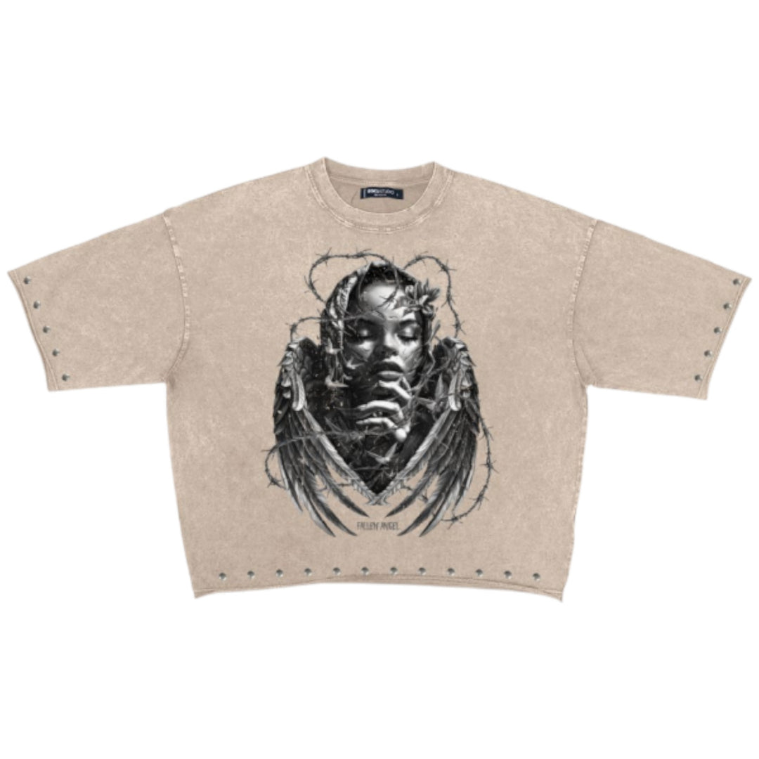 Roku Angel Cropped Tee Warm Slate Khaki