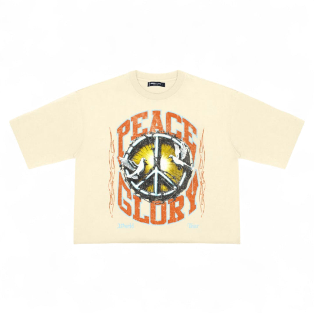 Roku Peace Glory Cropped Tee Natural