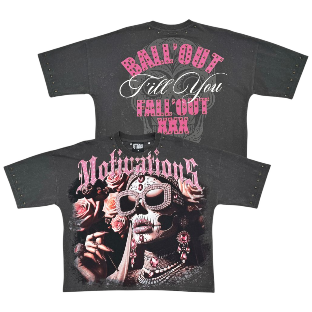Stray Motivations Crop Tee Charcoal