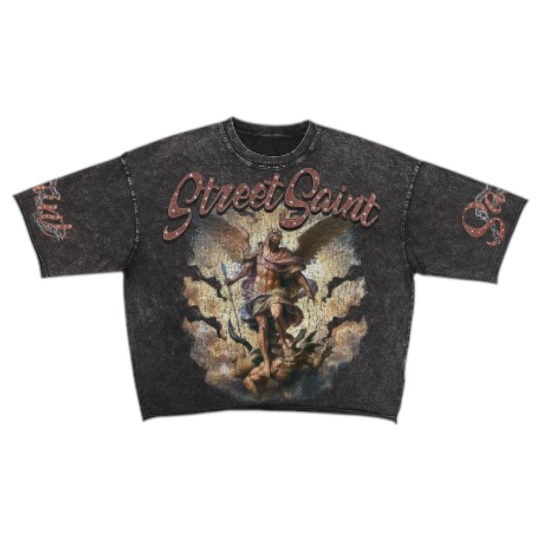 Roku Street Saint Cropped Shirt Black