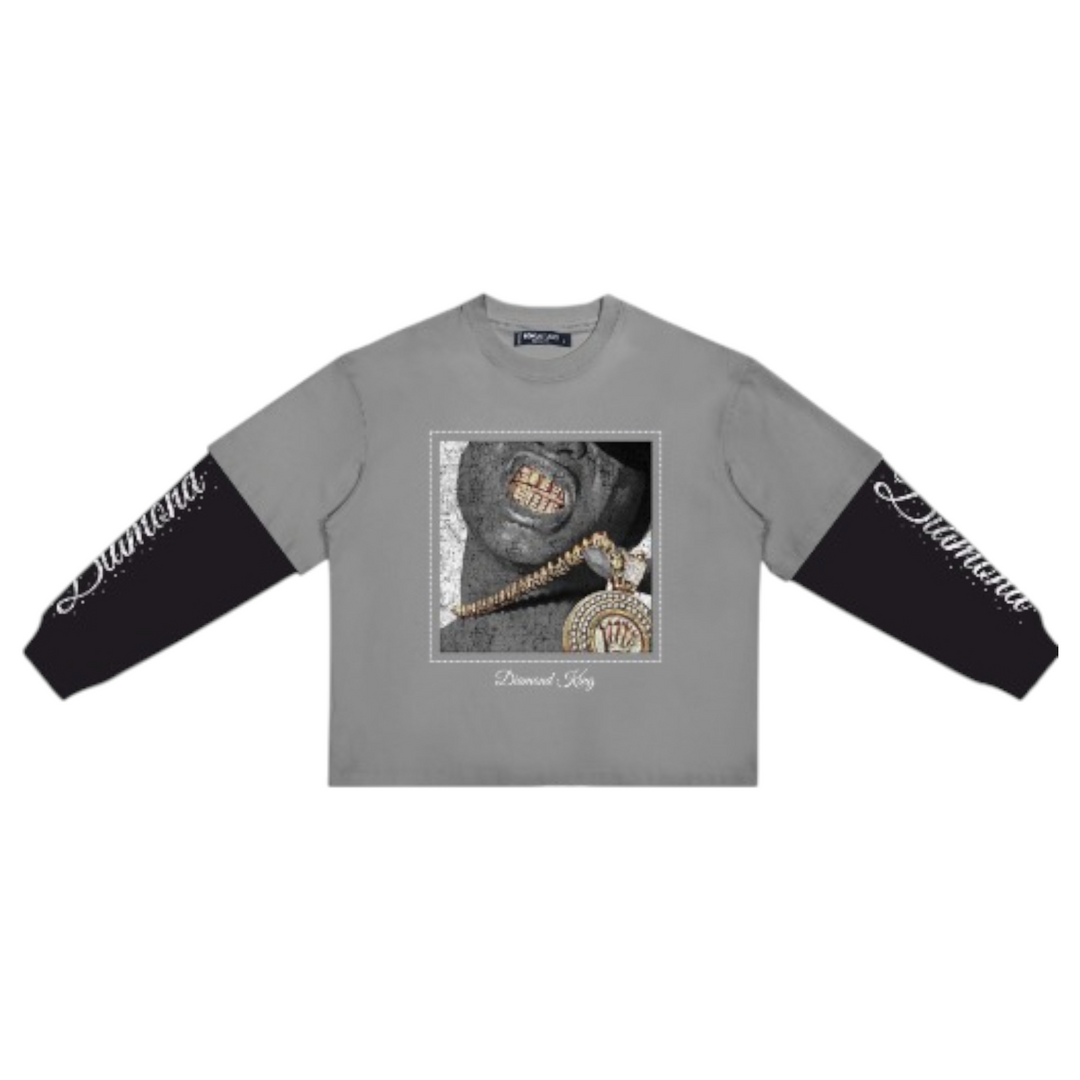 Roku Diamond King Twofer Long Sleeve Shirt Concrete