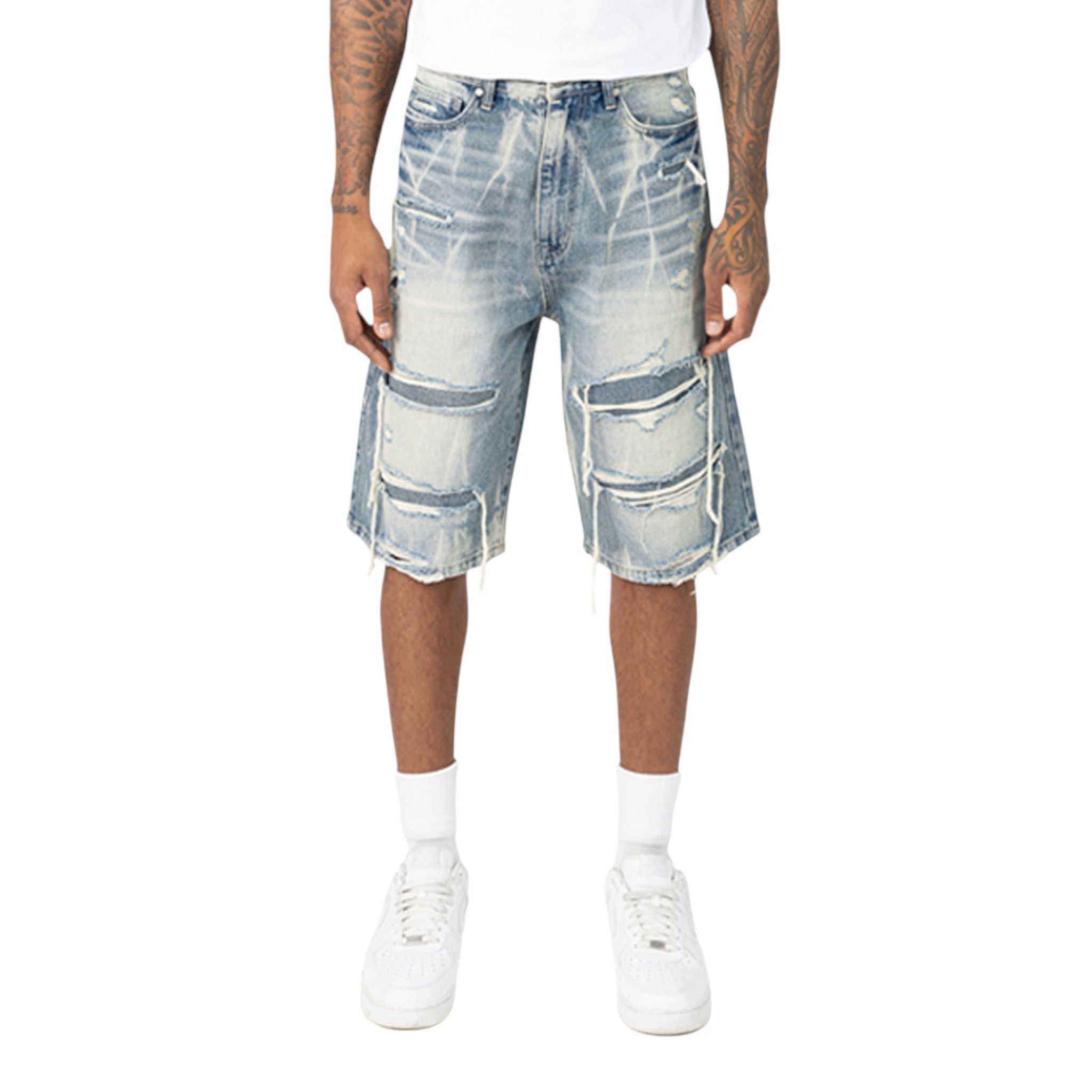 Smoke Rise Distressed Rip & Repair Denim Short – Purple Carpet Miami