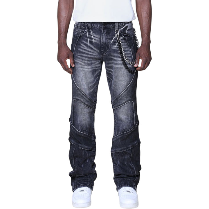 Smoke Rise Colorblock Stacked Jean Willow Black