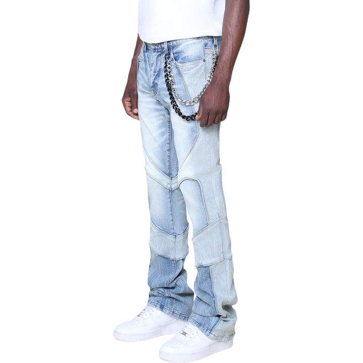 Smoke Rise Colorblock Stacked Jean Artemis Blue