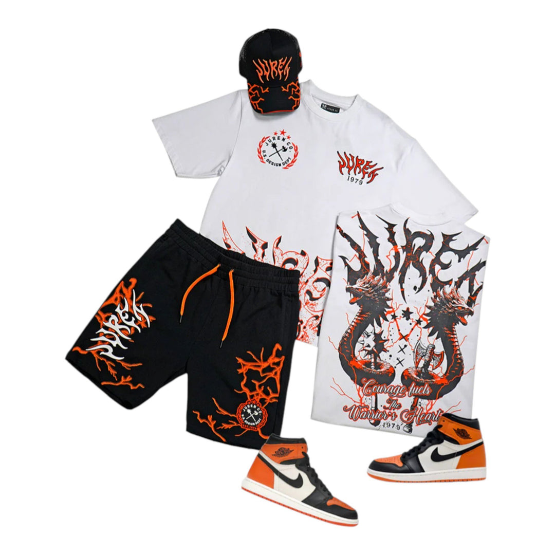 Juren Warrior Heart Trucker Hat , Warriors Heart Tee , Heart Of Lightening Shorts (Sneakers not included)   Outfit Combo