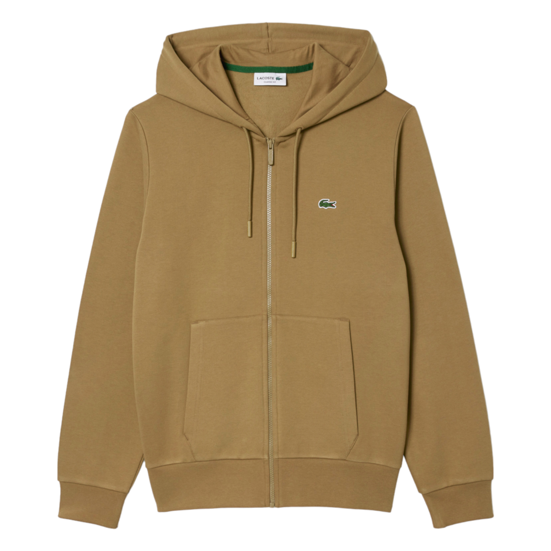 Lacoste Fleece Zipped Hoodie Brown