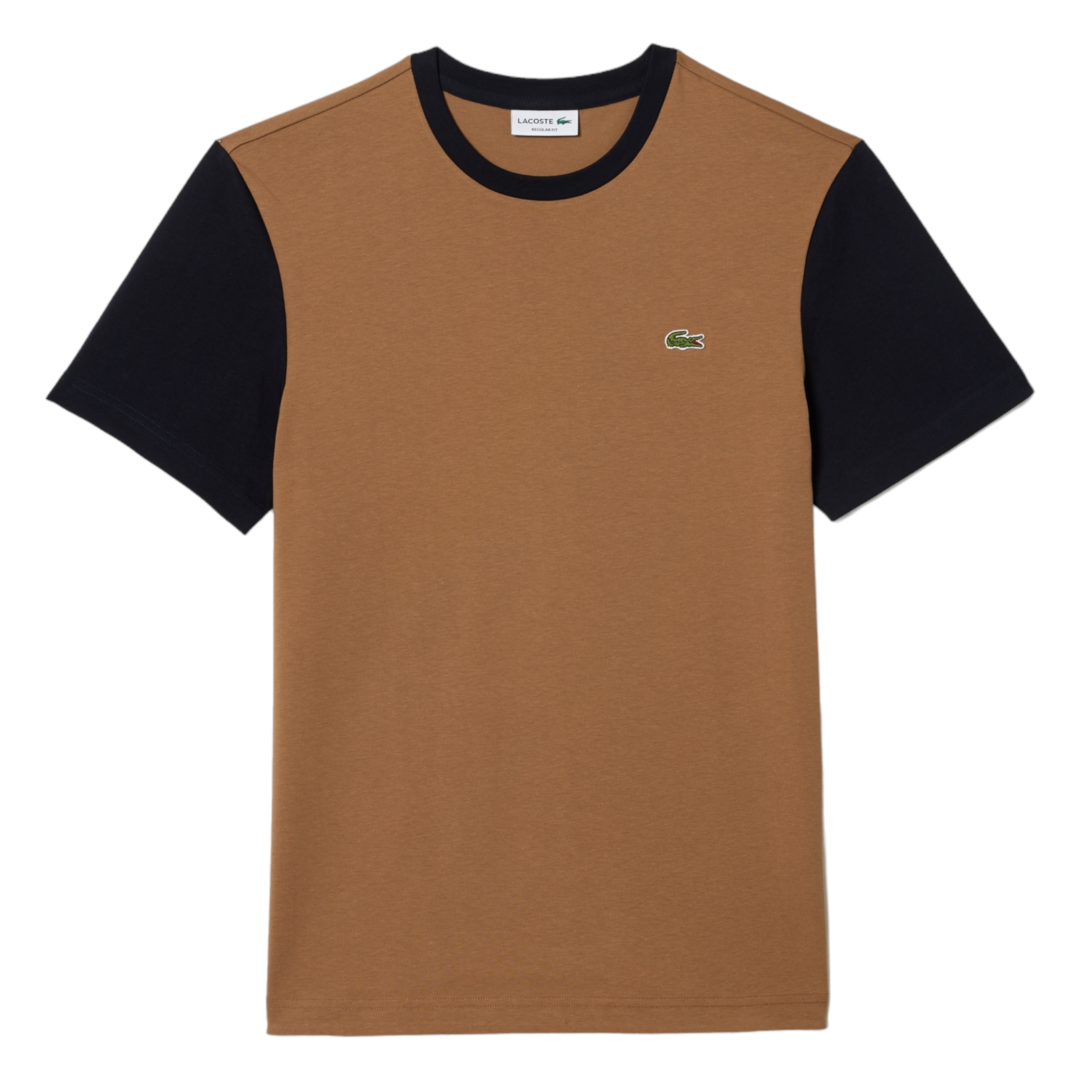 Lacoste Regular Fit Colorblock Jersey T Shirt Brown