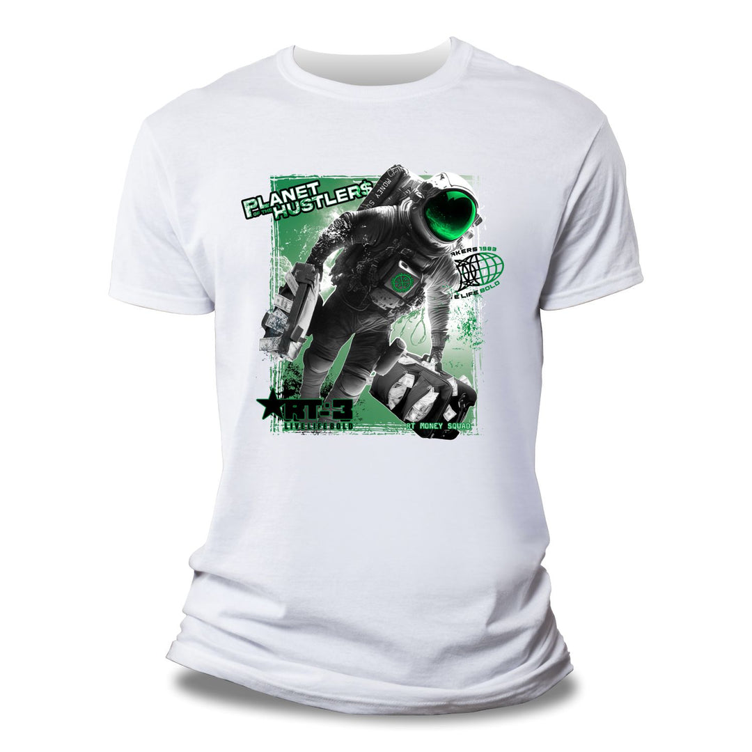 Risq Takers Planet Of The Hustlers Tee White/Green