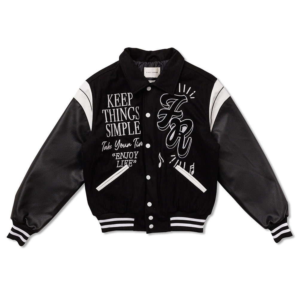 First Row Varsity Jacket Black Purple Carpet Miami