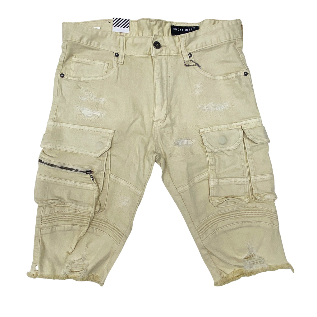 Smoke Rise Overspray Shorts Beige