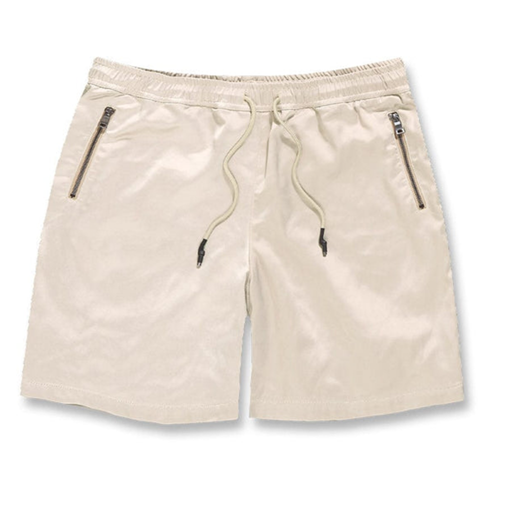 Jordan Craig Quarter Zip Nylon Shorts Taupe