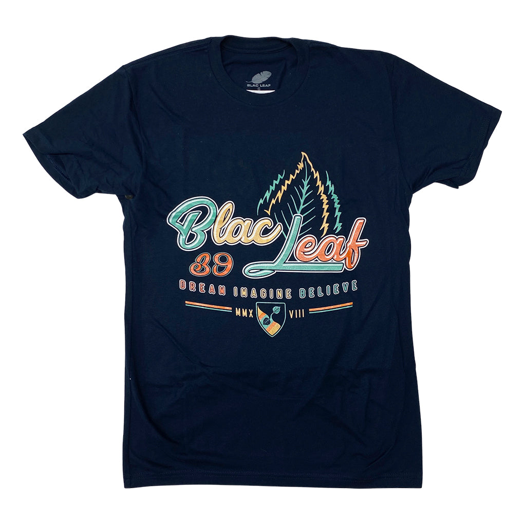 Black Leaf Dream Imagine Believe T-Shirt Navy