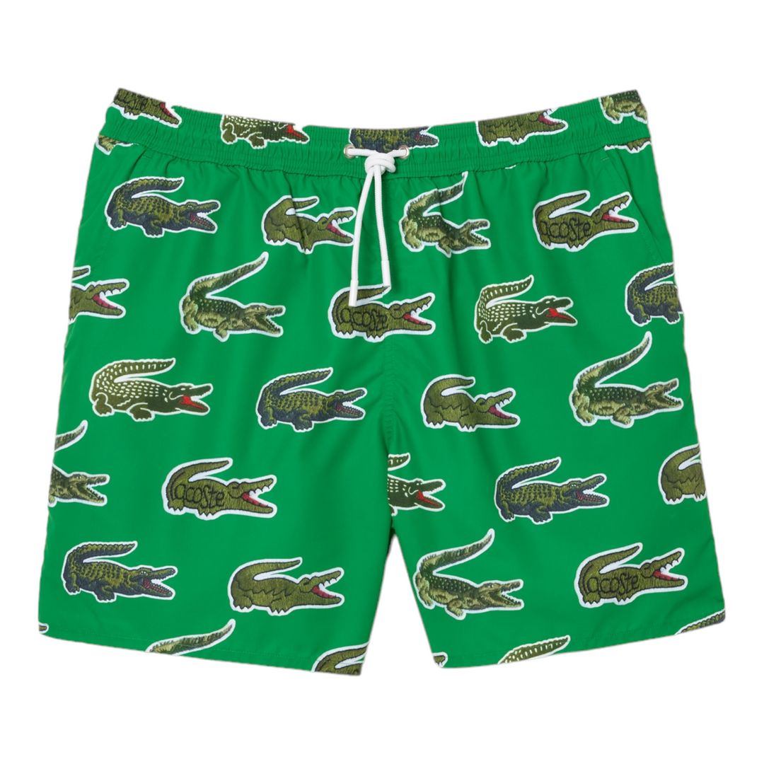 Lacoste Croc Print Swim Trunks Green