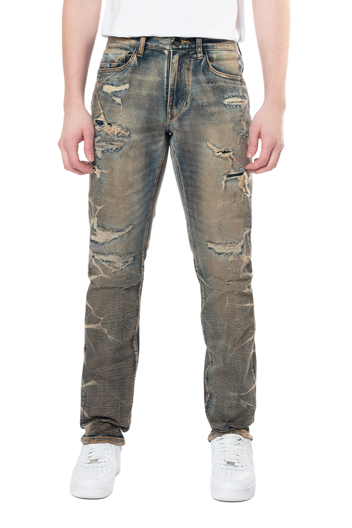 Smoke Rise Slim Lightning Effect Jeans Zinc Blue