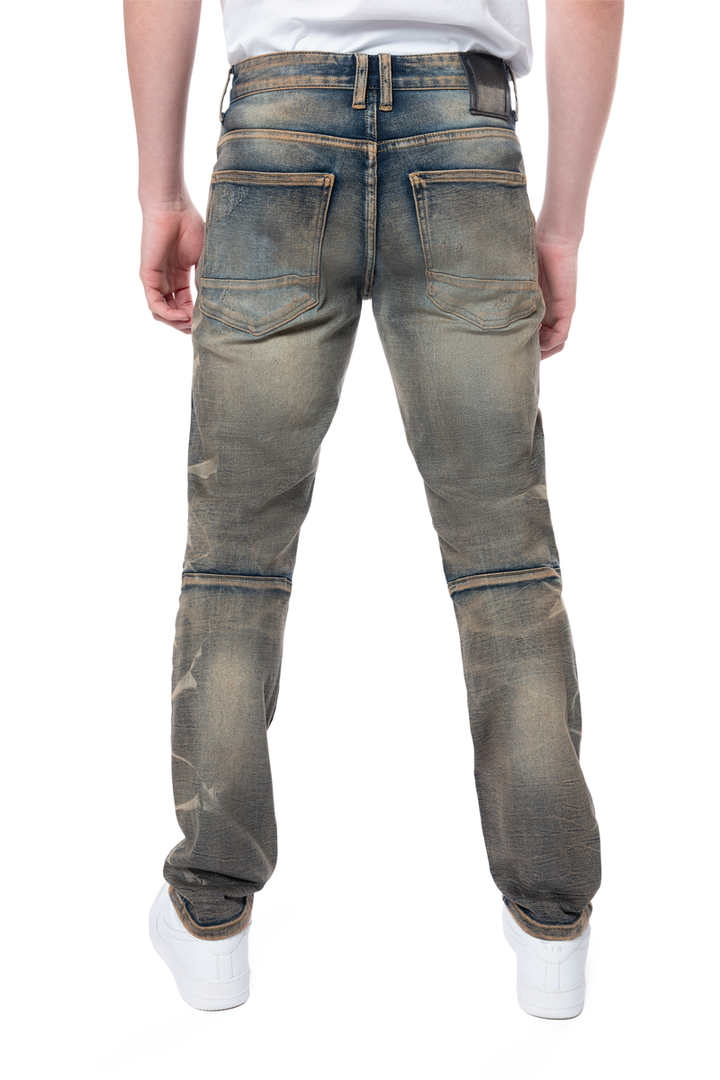 Smoke Rise Slim Lightning Effect Jeans Zinc Blue