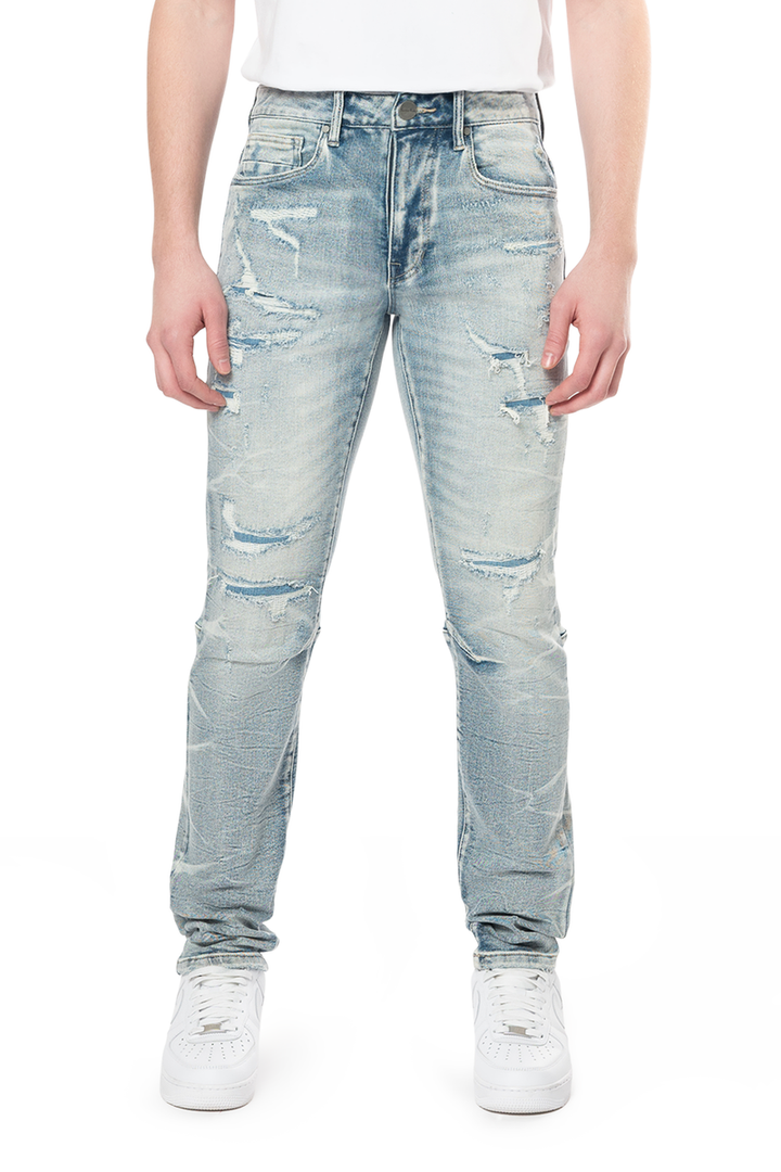 Smoke Rise Slim Lightning Effect Jeans Maxwell Blue