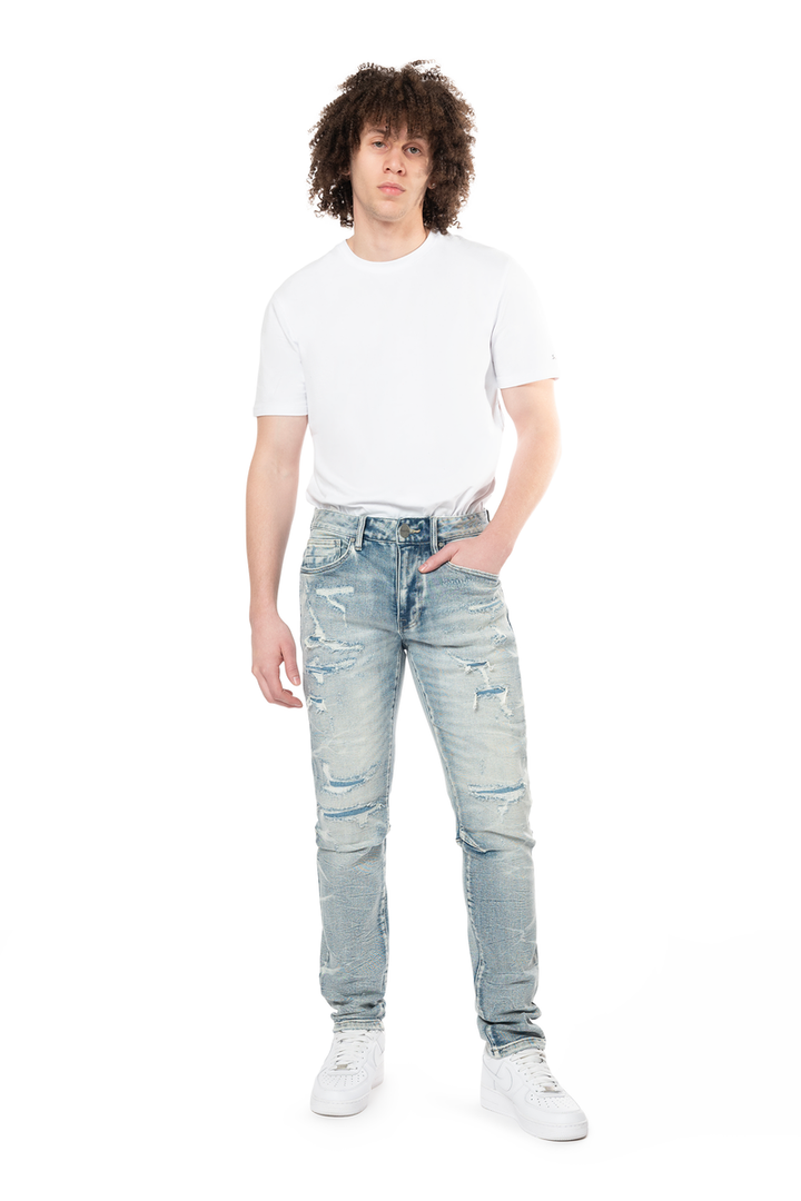 Smoke Rise Slim Lightning Effect Jeans Maxwell Blue