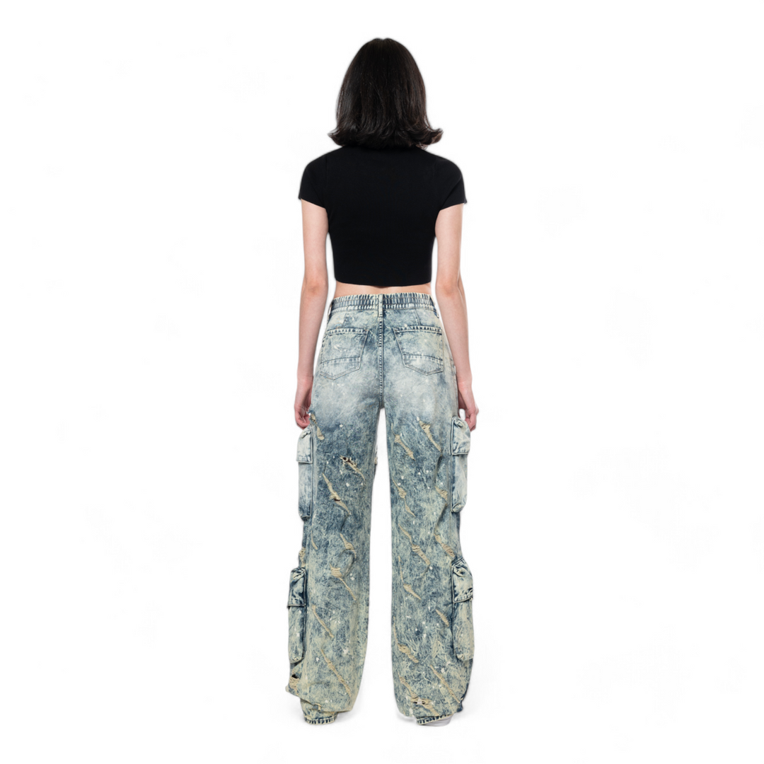 Smoke Rise Red High Rise Wide Leg Jeans Orion Blue