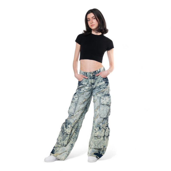 Smoke Rise Red High Rise Wide Leg Jeans Orion Blue