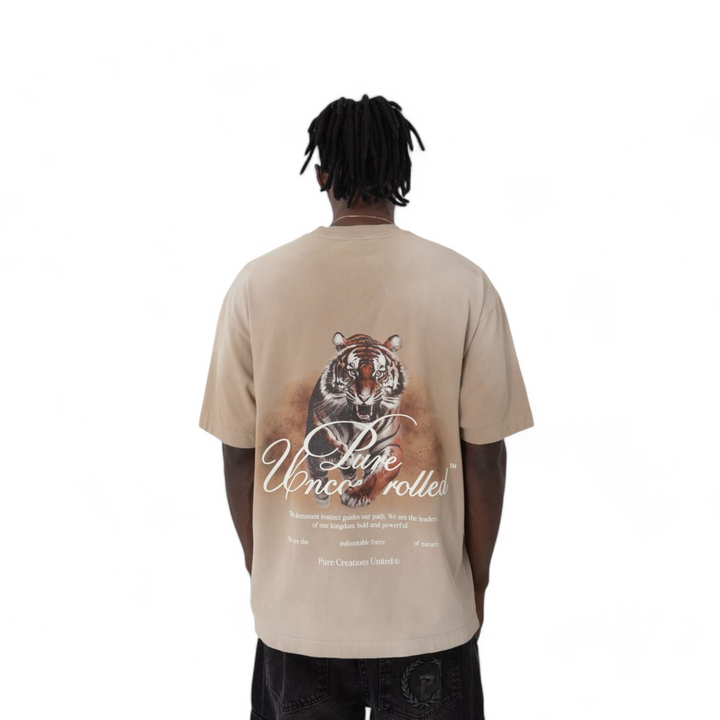 Pure Uncontrolled Tiger Tee Khaki