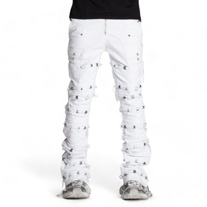 Guapi Ghost White Stacked Piercing Denim