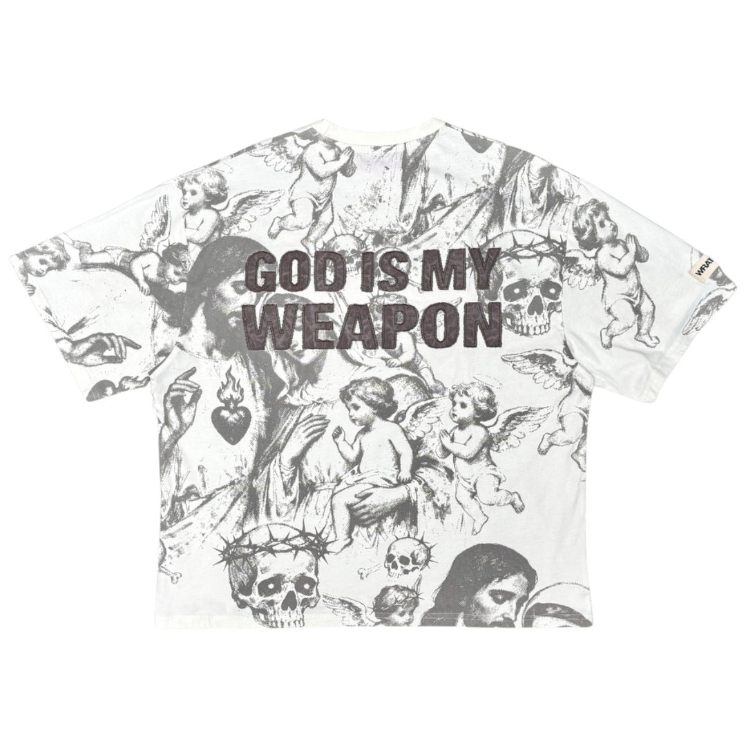 Wrathboy WB623 God Is My Weapon Tee Off White
