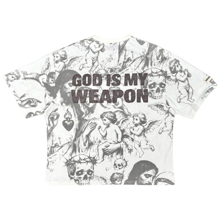 Wrathboy WB623 God Is My Weapon Tee Off White