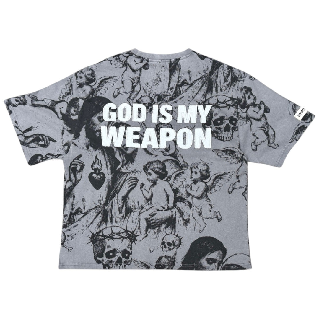 Wrathboy WB623 God Is My Weapon Tee Grey