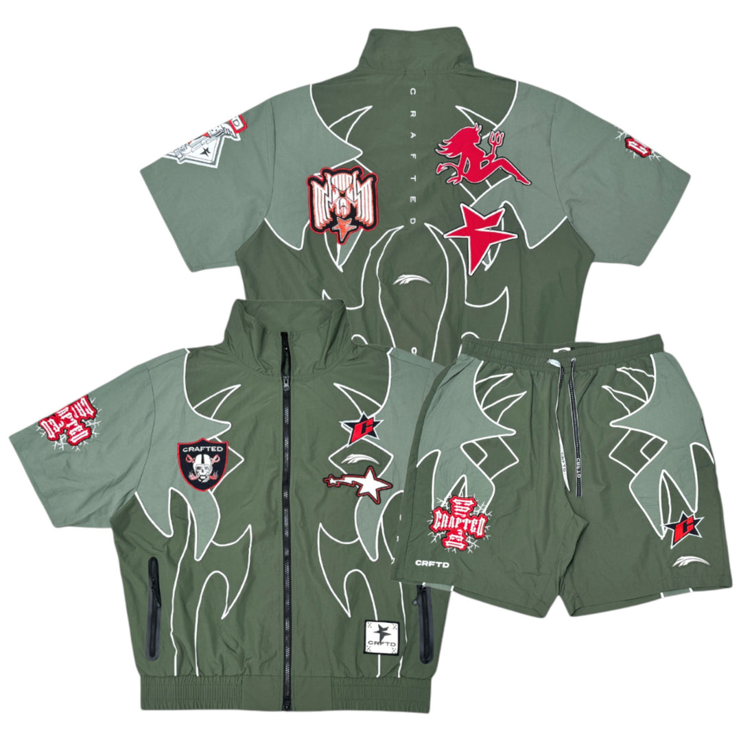 Crafted CR575/CR576 Nylon Top and Short Set Olive