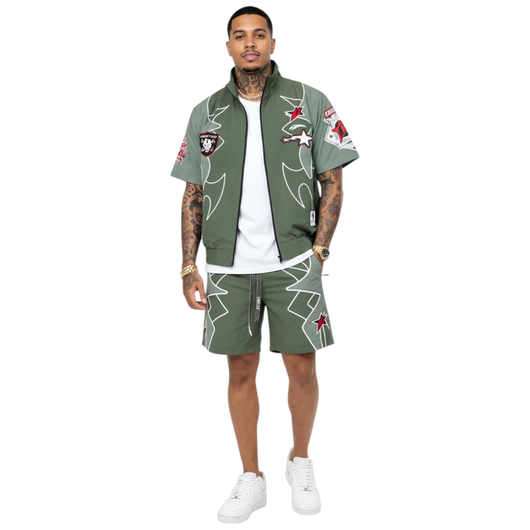 Crafted CR575/CR576 Nylon Top and Short Set Olive