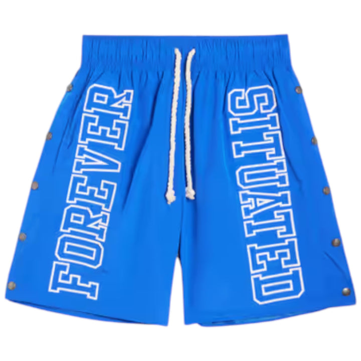 Forever Situated Nylon Track Shorts Royal Blue