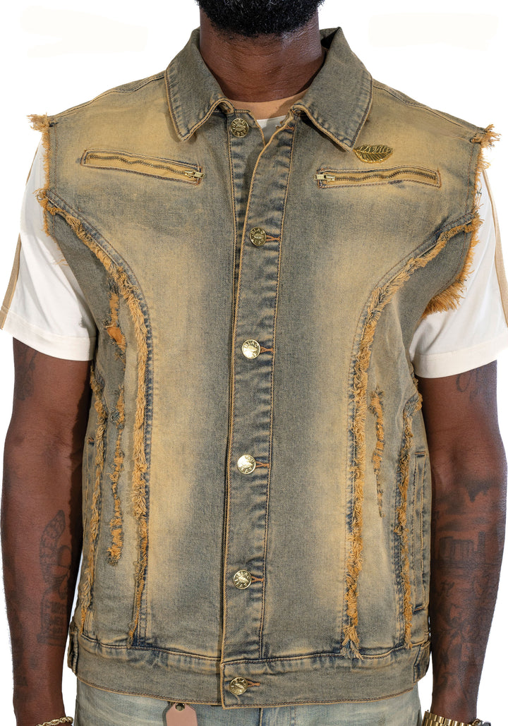 Blac Leaf Premium Vintage Surali Wash Denim Vest Big & Tall