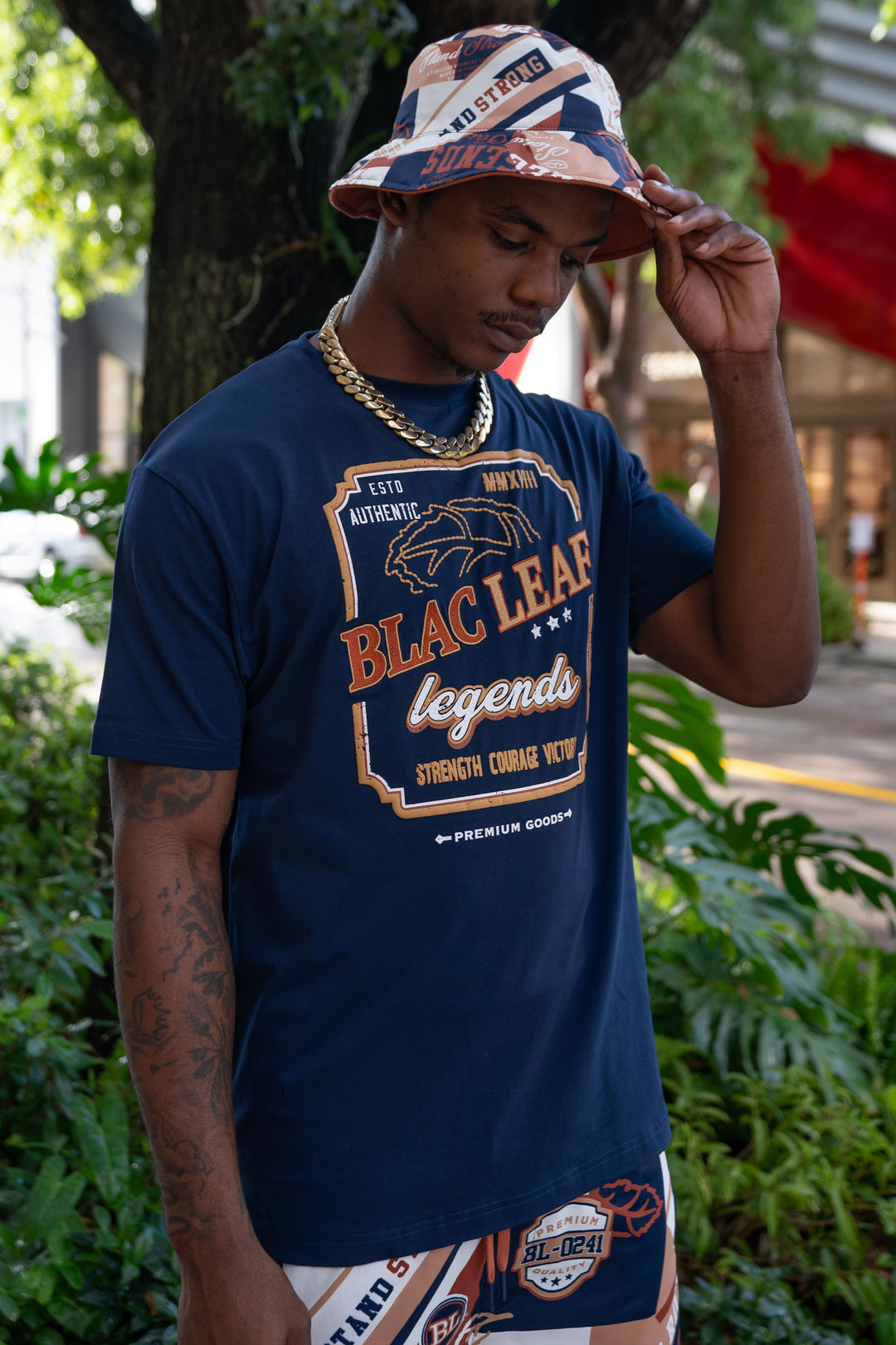 Blac Leaf Strength Courage & Victory Shirt Navy Big & Tall