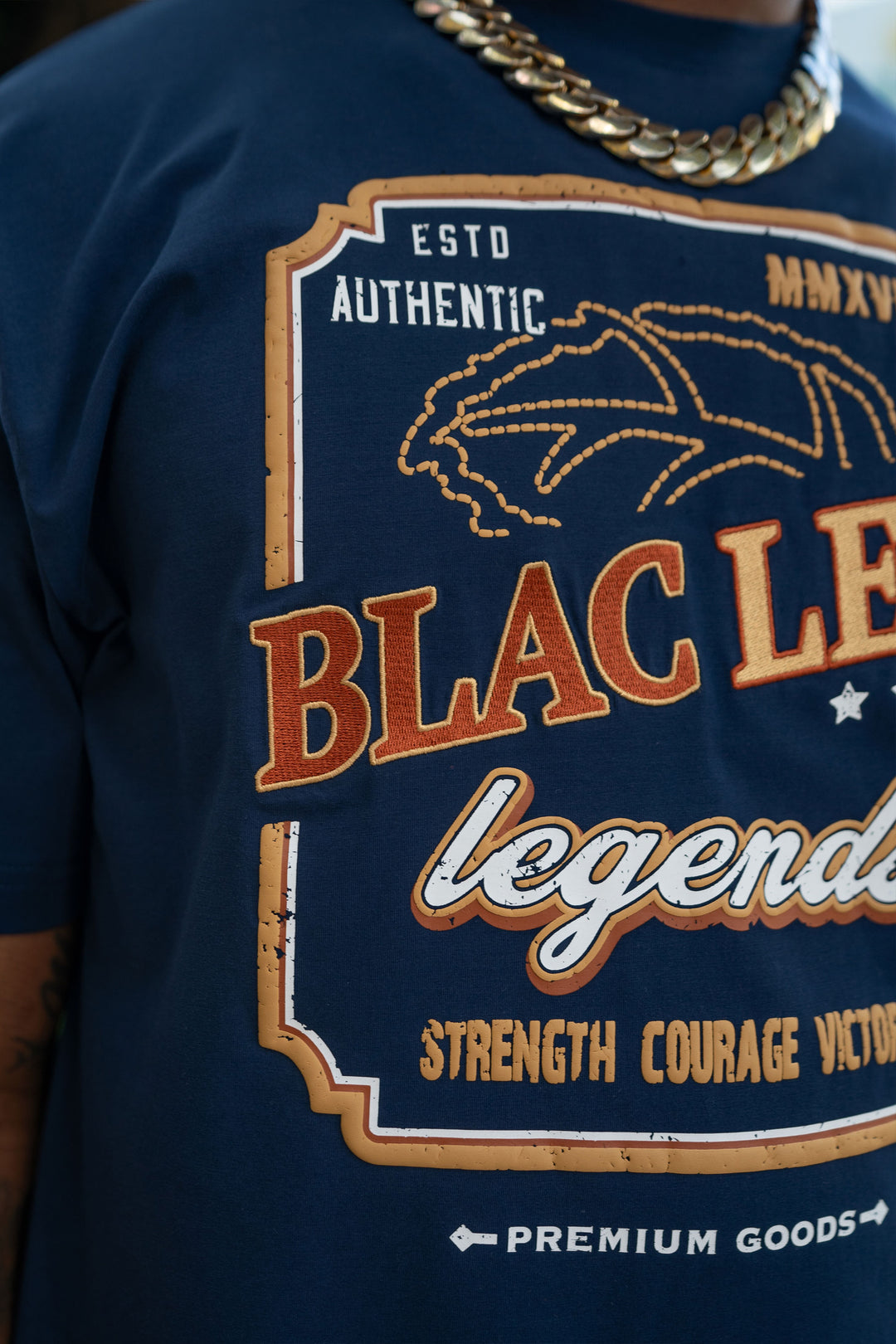 Blac Leaf Strength Courage & Victory Shirt Navy