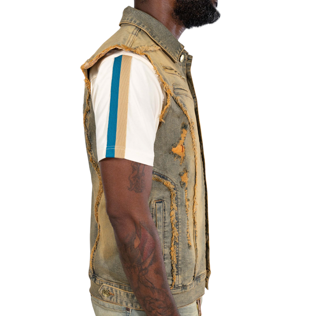 Blac Leaf Premium Vintage Surali Wash Denim Vest Big & Tall