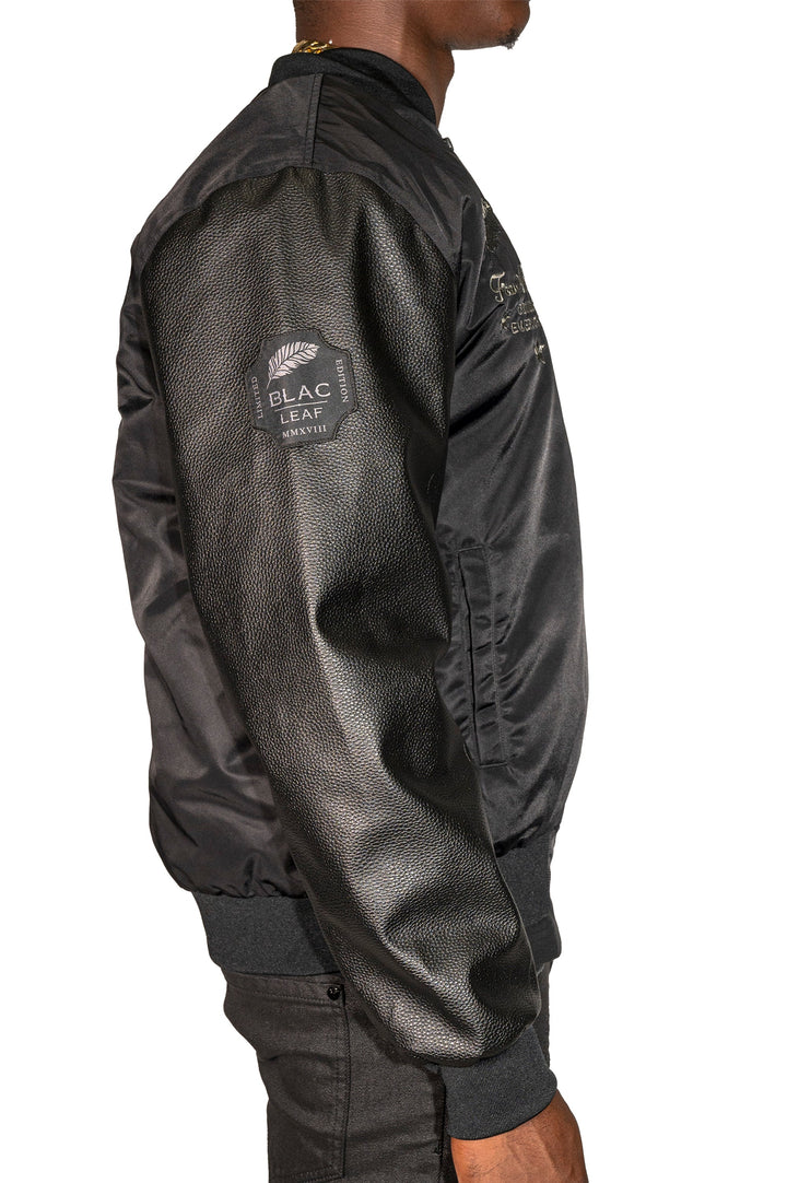 Blac Leaf Fear Nothing Vegan Leather Bomber Jacket