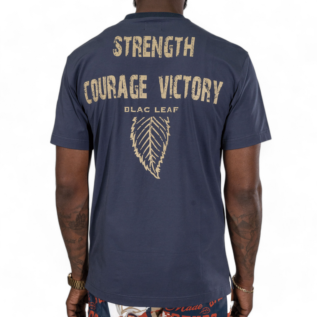 Blac Leaf Strength Courage & Victory Shirt Navy Big & Tall