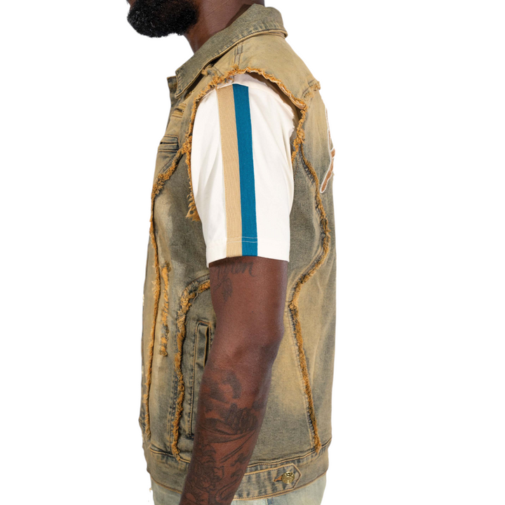 Blac Leaf Premium Vintage Surali Wash Denim Vest Big & Tall