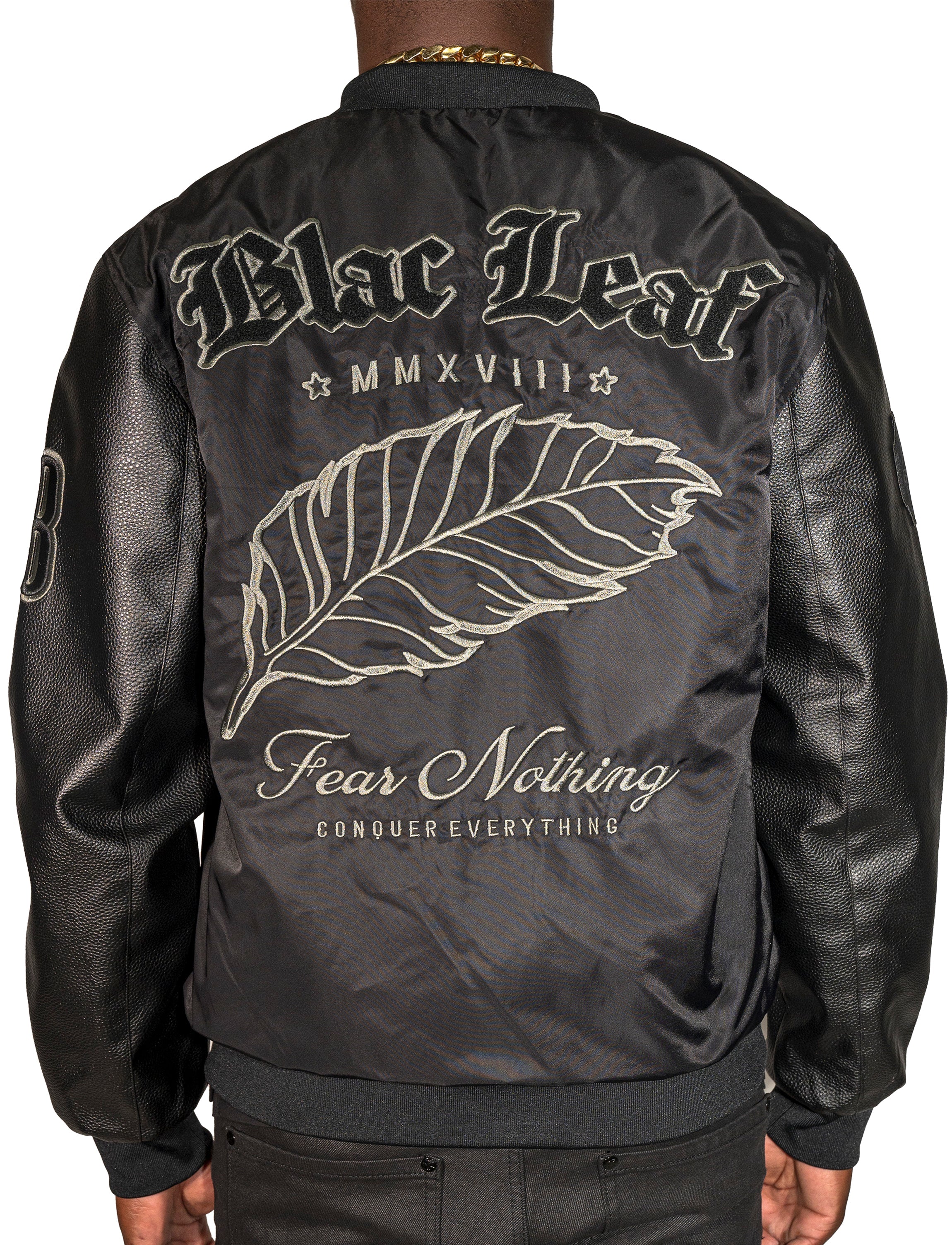 Fear Nothing Vegan Leather Bomber Jacket | Blac Leaf – Purple