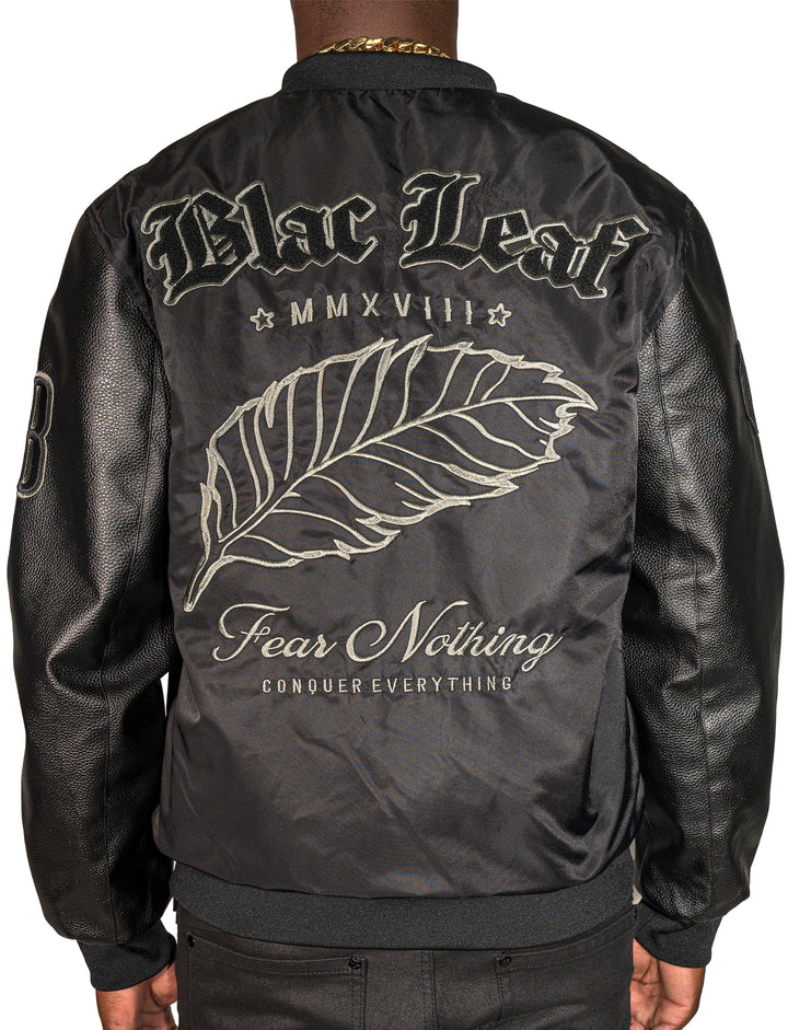 Blac Leaf Fear Nothing Vegan Leather Bomber Jacket