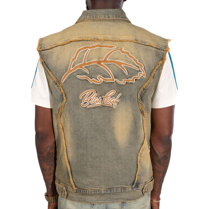 Blac Leaf Premium Vintage Surali Wash Denim Vest Big & Tall