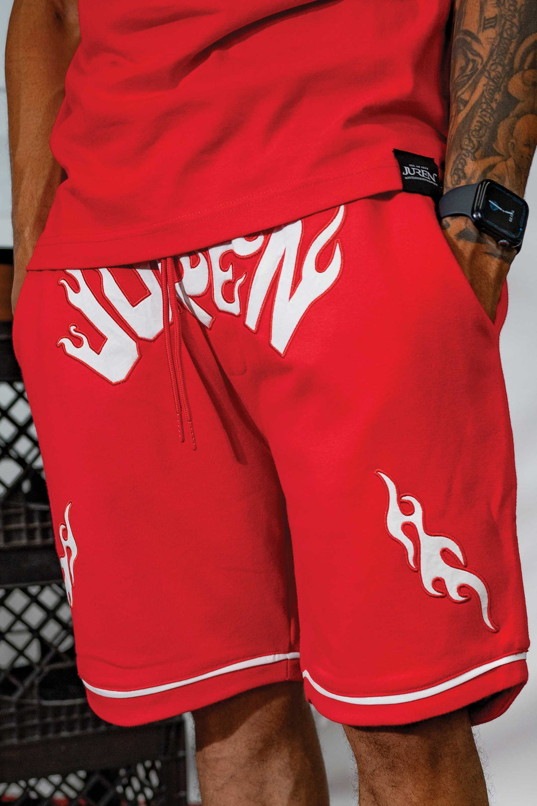 Juren Blocking Out Bad Vibes Shorts Red