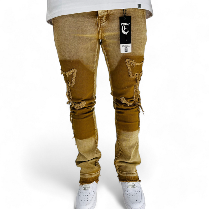 TRNCHS "Canvas" Mustard Stacked Jeans
