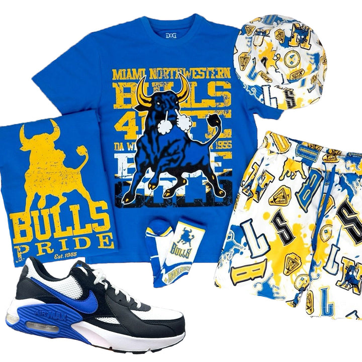 District Of Dade Miami Northwestern Bulls 4 Life Tee  Navy outfit combo