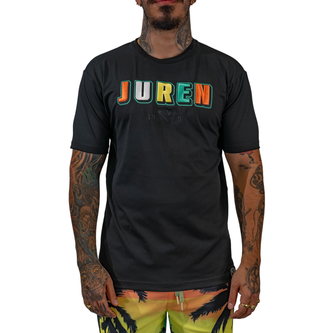 Juren Full Embroidered Logo Tee Black
