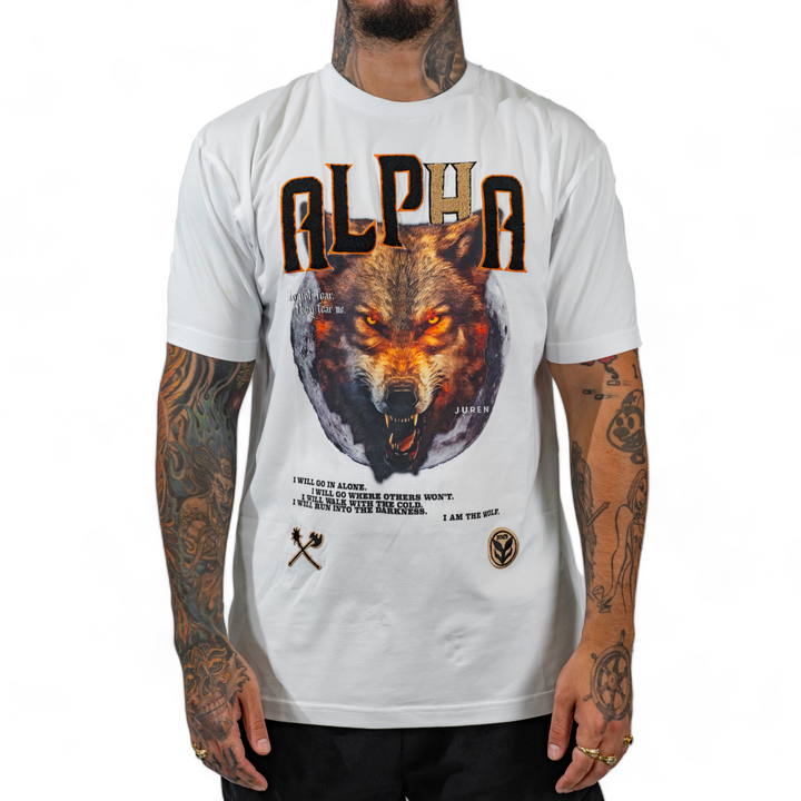 Juren Alpha Wolf Chenille Tee White Big & Tall