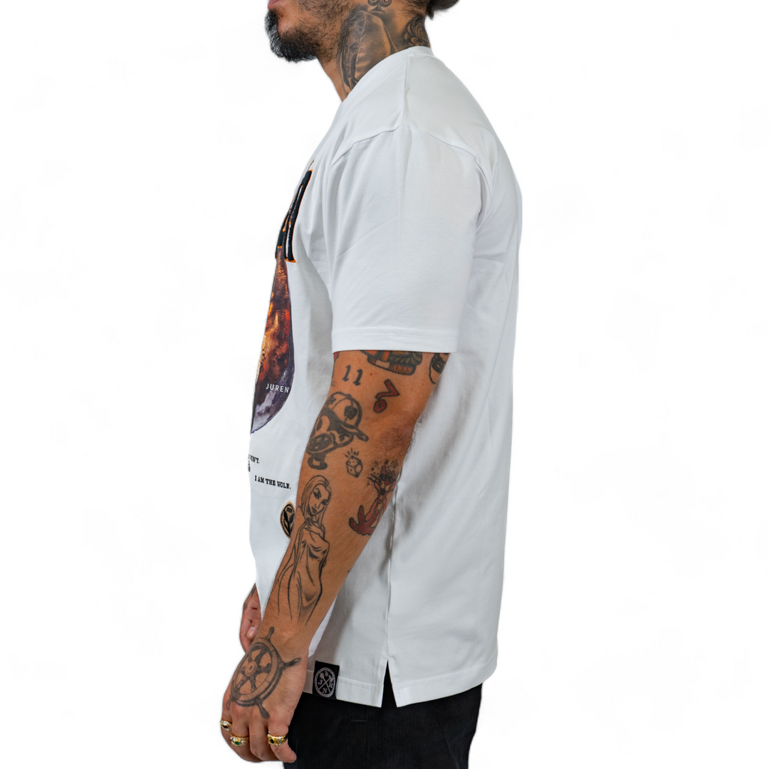 Juren Alpha Wolf Chenille Tee White Big & Tall