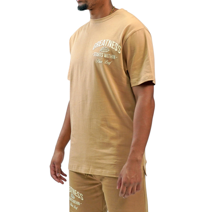 Blac Leaf Greatness Starts Within Shirt Khaki
