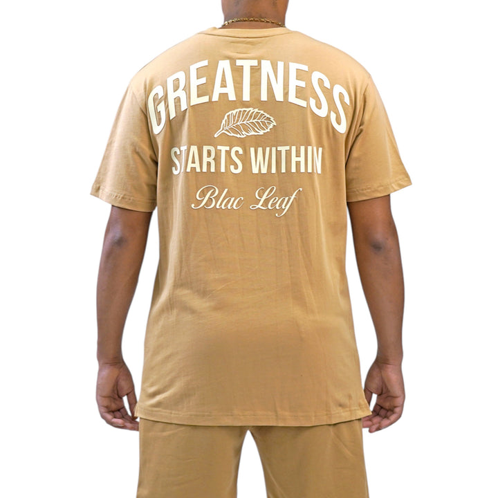 Blac Leaf Greatness Starts Within Shirt Khaki