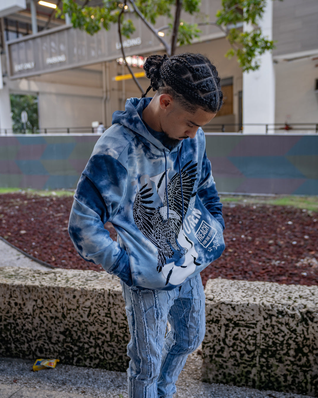 Reach For the Stars Navy Crop Hoodie